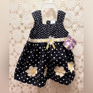 Girls Flower Polka-Dot Dress
